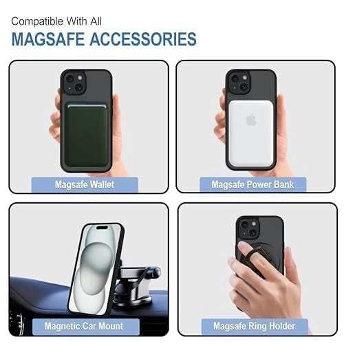 iPhone 15 Magnetic Transparent Case | Shock Proof Design & Camera Protection