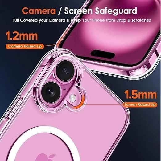 iPhone 16 Clear Magnetic Case, Slim Shockproof Transparent TPU Bumper