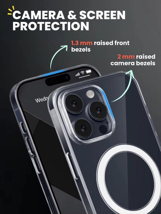 iPhone 16 Pro Max - Crystal Clear Hard Magnetic Case, Slim Shockproof Transparent