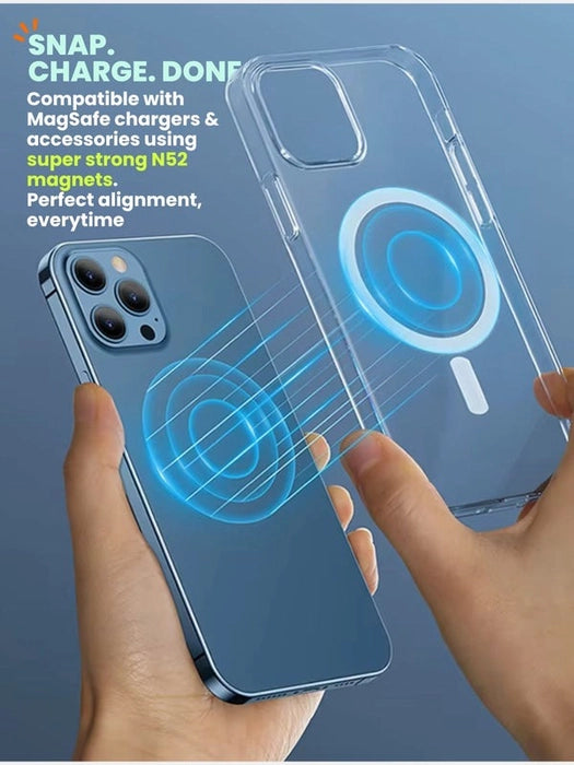 iPhone 16 Pro Max - Crystal Clear Hard Magnetic Case, Slim Shockproof Transparent