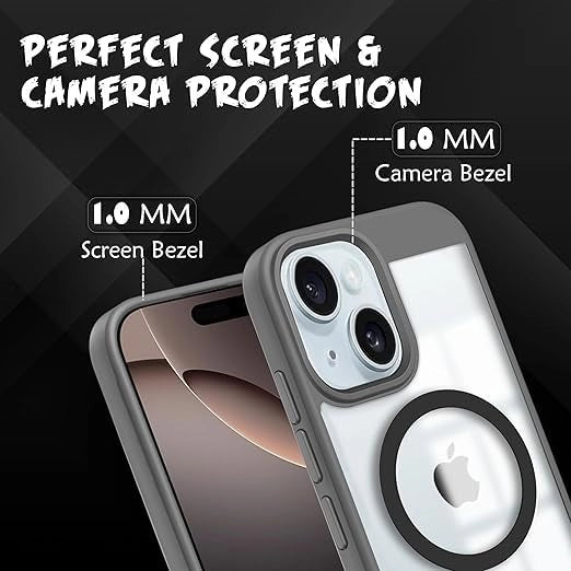 iPhone 15 Magnetic Transparent Case | Shock Proof Design & Camera Protection