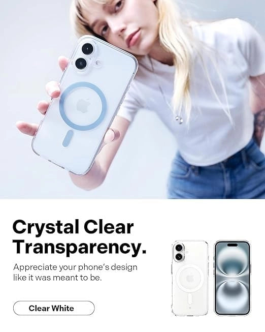 iPhone 16 Clear Magnetic Case, Slim Shockproof Transparent TPU Bumper