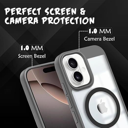 iPhone 16 Plus Case | Wireless Charging Case | Grey Slim Shockproof Cover