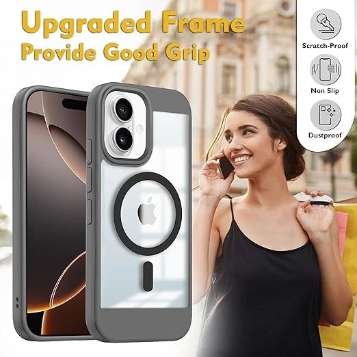 iPhone 16 Plus Case | Wireless Charging Case | Grey Slim Shockproof Cover