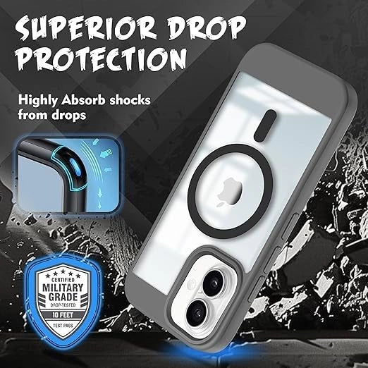 iPhone 16 Plus Case | Wireless Charging Case | Grey Slim Shockproof Cover